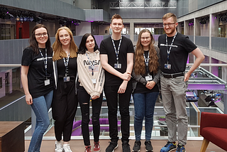 The group of interns (from left: Emma, Rachel, Nicola, Grant, Amanda, Lachlan)