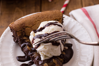 Deep dish chocolate chip cookie stuffed with nutella