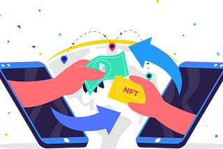 Image depicting swapping of NFTs, money, etc.