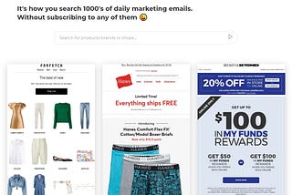 Inboxes. Search engine for marketing emails