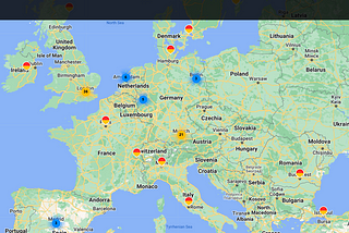 A map on the Carona Diaries website shows voice stories that are available in Europe