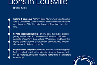 Lions in Louisville: Group Rules & Moderation