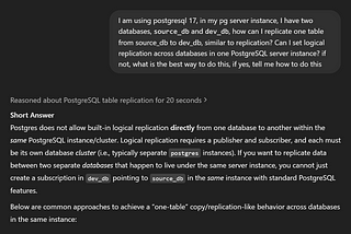 Set up PostgreSQL Logical Replication Between Databases on the Same Server Cluster