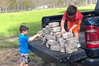 Brick assembly line.