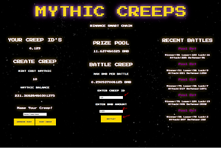 Mythic Finance $CREEPS a new NFT battle game on Binance Smart Chain