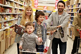 A family grocery shopping