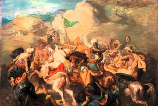 01 Painting by Orientalist Artists, The Art of War, Théodore Chassériau’s Battle of Arab Horsemen…
