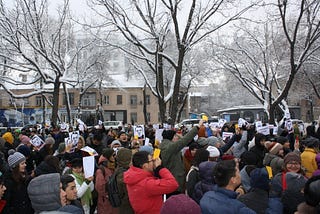 Protest in Bishkek, Kyrgyzstan.