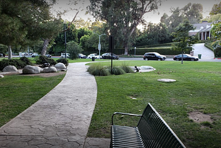 The sidewalk in Coldwater Canyon Park in Beverly Hills