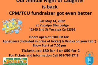 Our Annual Night of Laughter is back, CPM/TUC fundraiser got even better