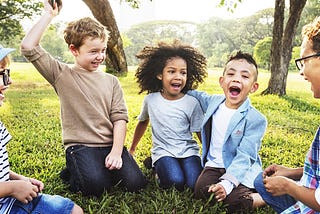 Group of very happy children