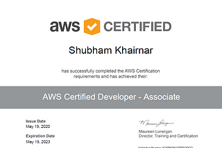 AWS Certified Developer — Associate Certificate