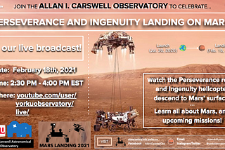 Allan I Carswell Observatory Online Event: Perseverance Landing Party — Feb 18, 2021 from…