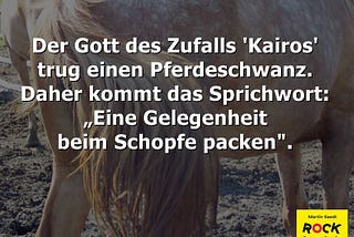 Eine Gelegenheit beim Schopfe packen.