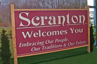 Sign saying Scranton welcomes you