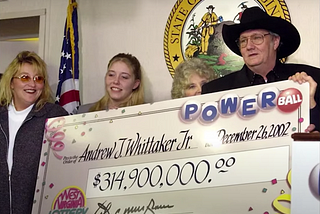 Jack Whittaker and his family at the press conference for winning the Powerball jackpot.