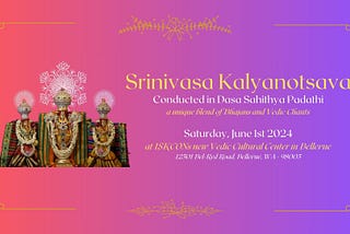 Srinivasa Kalyanotsava: Event Logistics