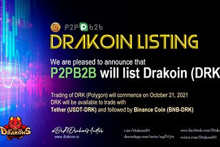 DRAKONS TOKEN: DRAKOIN $DRK (Polygon)LISTING IN P2PB2B