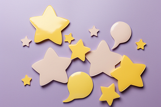 speech bubble, stars, liliac background, animated