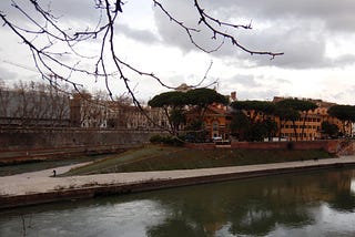 Rome’s Isola Tiberina on an overcast evening