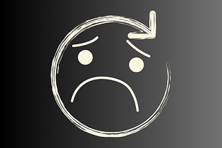 In a chalkboard style, a frowning face bordered in a Refresh symbol.