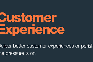 Deliver Better Customer Experience or Perish