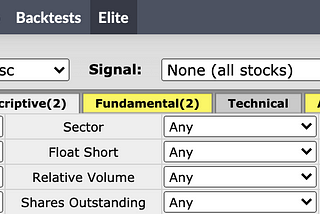 Stock screening using the finviz screener: one example