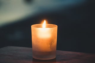 Single lit tea candle
