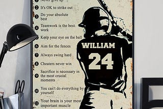HOT DESIGN Personalize custom name number Baseball life lessons poster