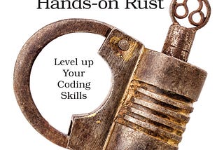 Book cover featuring a rusty shackle on a white background to depict the concept of the topic (programming in the Rust language).