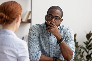 Man and woman talking