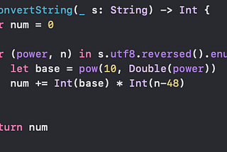 Convert string of integers to an Int: w/o Int(“1234”, radix:10) — iOS Swift