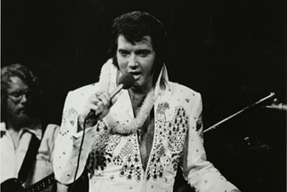 Elvis Presley in sequins performing in Las Vegas
