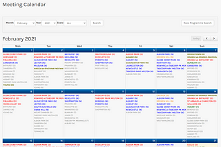 Crawling Harness Data — The Calendar of Events