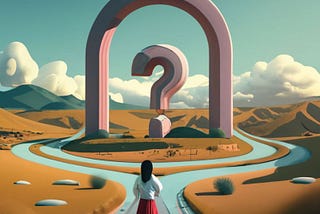 a 3d render, illustration of a girl contemplating what to do, pep talk, rant, daily diary, mindoomph, motivational article, self help, self love, self image, article on doubts, article on paths in life, article on life paths, ideogram graphics, choices, article on bad choices, article on making better choices, sometimes when life gives you lemons, make lemonade, What if