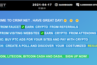 How to make money with Bitcoins: Crinf Faucet