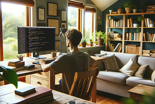 Here’s the image depicting a beginner’s first steps into programming with Python, set in a cozy and inviting home office. This visual complements the introduction of our blog post well.