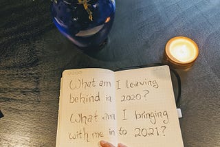 Customized Zenit Wellness Journal with prompt, What am I leaving behind in 2020? What am I bringing into 2021?