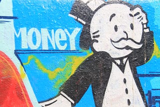 A painted mural image of the Monopoly Man icon, taken at Venice Beach, California, USA in 2011