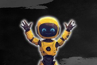 Prompt: an anime-style image of a cute happy smiling yellow robot spreading his arms for a hug.