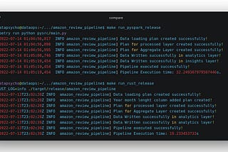 Writing A Data Pipeline in Rust with DataFusion (vs PySpark)