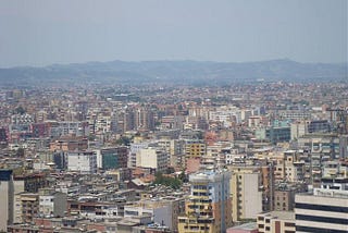A view of Tirana’s chaotic but lively skyline.