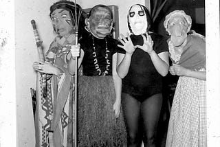 Halloween costumes for US teenagers in 1961.