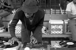 DJ working at a turntable