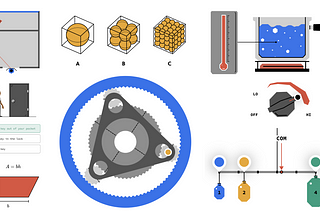 Collage of diagrams explaining various science and math concepts