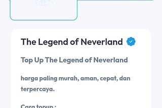 Beli Top Up The Legend of Neverland Murah via Pulsa hanya di MiracleGaming.Store