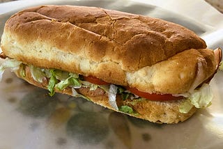 A yummy gluten-free sandwich from our nearby sandwich shop.