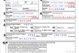 泰國簽證申請表填寫說明，月份應該寫英文縮寫、照片不能用黏的、職業還是要寫個大概的名稱，不能只寫個employee、出生地要加city、飯店住宿地址還要寫上飯店名稱