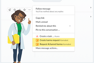 Karmabot for Slack supports Actions now