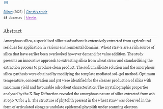 "Turning Wheat Straw into Silica: An Innovative Approach to Sustainable Resource Extraction."